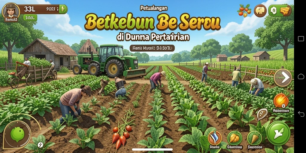Tampilan gameplay 33L yang penuh warna dan mengasyikkan saat berkebun.