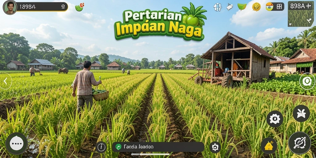 Tangkapan layar gameplay yang menunjukkan lahan pertanian yang subur.