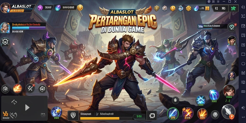 Tampilan gameplay seru dari ALBASLOT saat pertarungan berlangsung.