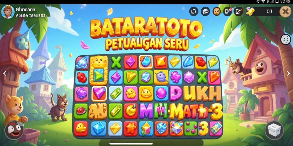 Tampilan gameplay seru dalam BATARATOTO dengan elemen Match-3.