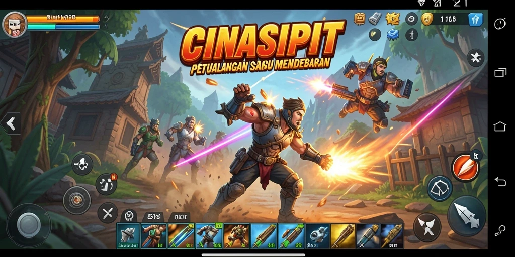 Tangkapan layar gameplay menampilkan aksi seru CINASIPIT di medan pertempuran.