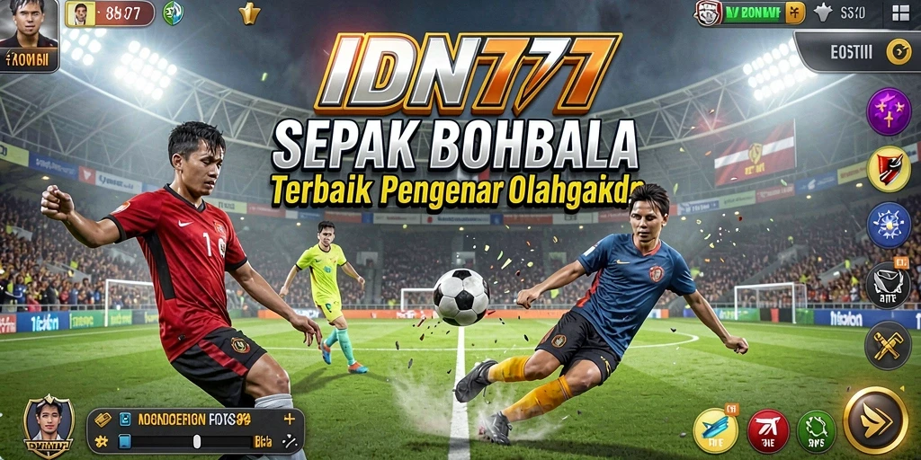 Tangkapan layar gameplay IDN777 dengan aksi sepak bola yang mendebarkan.