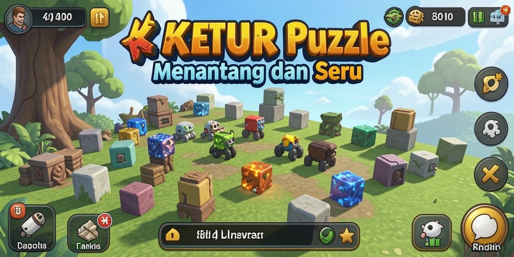 Tampilan gameplay KETUA yang penuh warna dan menantang.
