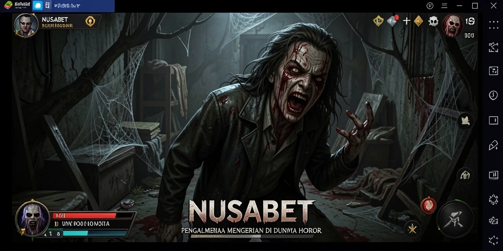 Tangkapan layar gameplay NUSABET dengan suasana horror yang menyeramkan.