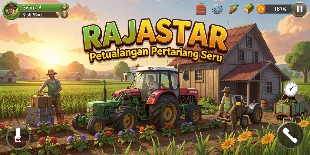 Tampilan gameplay RAJASTAR yang menarik dan memukau.