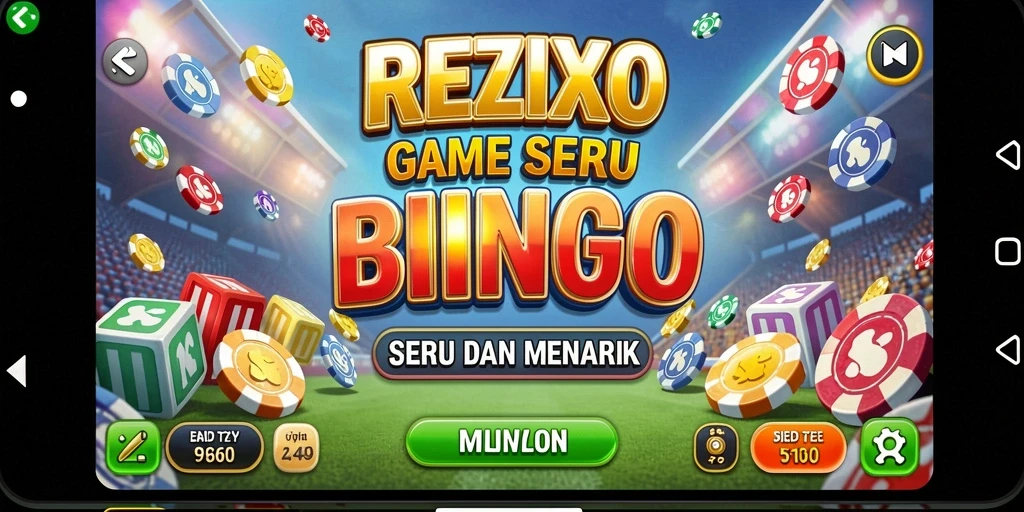 Screenshot gameplay REZIXO menampilkan keseruan permainan Bingo di ponsel.