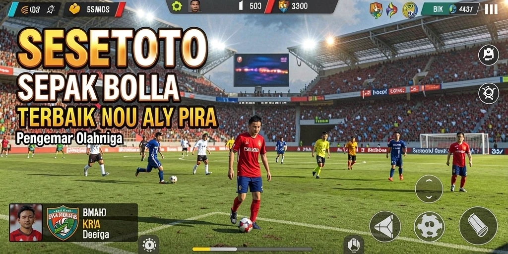 Tangkapan layar dari gameplay <strong>SESETOTO</strong> yang menunjukkan aksi sepak bola yang mendebarkan.