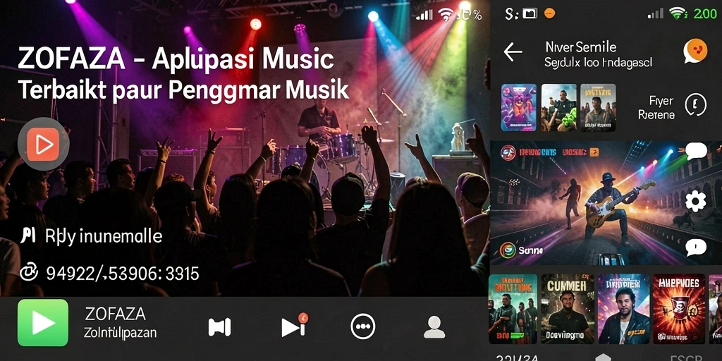 Tangkapan layar utama ZOFAZA menampilkan antarmuka aplikasi musik yang menarik.